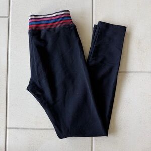 Sundry Navy Leggings with Striped Waistband
